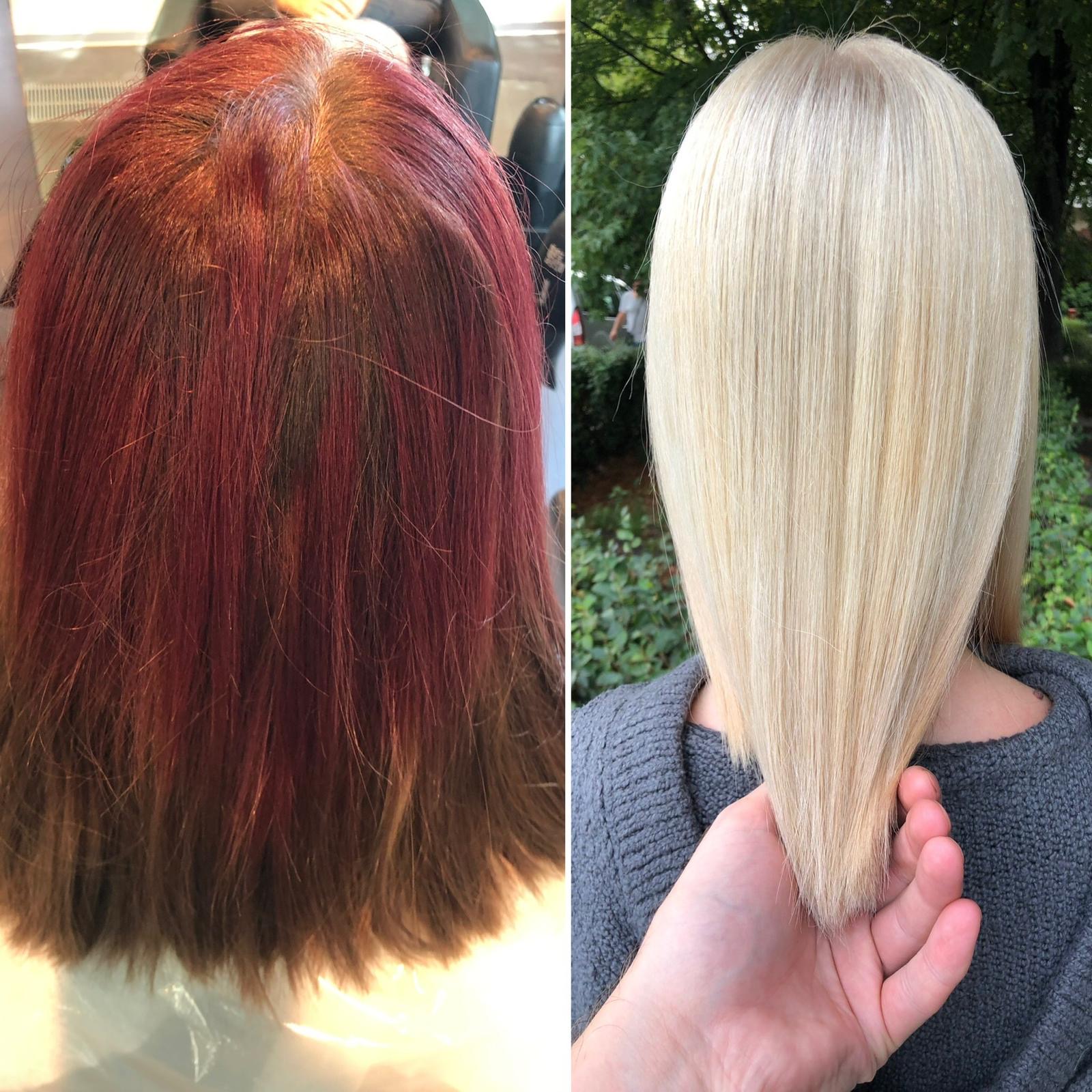 Transformacja włosów przed i po